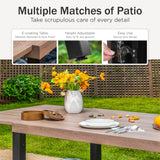 PHI VILLA Patio Expandable Metal Dining Table for 6-8, Brown