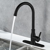 Kohonby Single Handle Kitchen Faucet Stainless Steel Matte Black, Modern High Arc Kitchen Sink Faucet, Commercial Bar Sink Faucet One Hole with Deck
