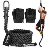 DAJOUJS Climbing Rope 1.5 Inch Diameter 10FT Length Gym Climbing Rope for Workout Fitness & Strength Training, Gym Rope, Exercise Climbing Rope in Black for Adults or Kids Outdoor & Indoor DAJOUJS