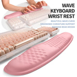 Gleamtide 2-in-1 Ergonomic Set, Wave Keyboard Wrist Rest and Massage Slope Mouse Pad Wrist Support, Rebound Memory Foam for Relieve Carpal Tunnel Syndrome and Wrist Pain (Pink)