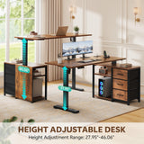 47 Inch L Shaped Desk with 3 Drawers Electric Standing Desks with Storage Computer Table Adjustable