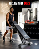 Mikolo Weight Bench - 1300 Weight Capacity and 40 Adjustable Positions for Full Body Workouts, Incline, Decline and Flat Setting for Garage and Home Gym, Black
