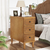 Tribesigns Solid Wood End Table Set of 2, Fully Assembled Narrow Side Table with Drawers, Pre-Assembled Nightstand Slim Bedside Table for Small Spaces, Living Room, Bedroom, Wood