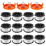 TOPEMAI AF-100 Spool Replace AF100 AF-100-3ZP AF-100-BKP Compatible with Black and Decker GH900 GH600 GH610 String Trimmer 30ft 0.065" Trimmer Line Replacement Spool Refills (12 + 3 Pack)