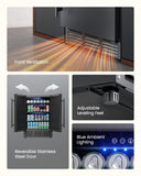 24 Inch Beverage Refrigerator, 180 Can Under Counter Fridge, Stainless Steel Beer Fridge (Black)