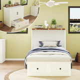 LUXOAK Twin Murphy Cabinet Bed with with Storage & Charging Station