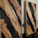 Natural Wood Framed Olive Wood Wall Art - Single Panel Solid Wood Decor for Living Room, Office, Bedroom & Entryway - Handcrafted Live Edge Hanging 16"x39"