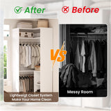 HOMPUS Corner Closet System, 80” L-Shaped Corner Wardrobe with Shelves & Hanging Rods, Walk-in Closet Organizer, Wood Wardrobe Organizer for Small Space, Entryway, Living Room, Freestanding, White
