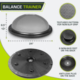 ProsourceFit Balance Trainer Stability Exercise Half Ball with Resistance Bands and Pump for Yoga Aerobics Home Gym Workout, Grey ProsourceFit