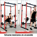 Bongkim Power Rack, Rack Cage for Weight Training, Adjustable Squat Stand Rack for Home Gym Equipment, Lifting Cage with 660lb Capacity (Red)
