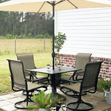 PHI VILLA 5 Pcs Patio Dining Set for 4, Swivel Mesh Chairs, Brown