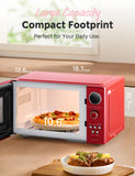 COMFEE' Retro Microwave Oven, Small Microwave with 6 Auto Menus, 0.9 cu.ft Countertop Compact Microwave with Multi-stage Cooking, Mute Function, LED digital, Red/900W, CMO-MMP02AA(RD)