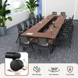 Folding Conference Table with Wheels, Flip-Top Mobile Training Table Modular Conference Room Tables, Space Saving Seminar Meeting Tables for Office School Business Classroom(walnut 4PCS 47.2in)