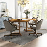 Chromcraft Set of 4 Kitchen Dining Chairs Swivel-Tilt Caster Dining Room Chairs Upholstered Memory Foam