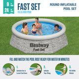 Bestway Above Ground Swimming Pool Set, 8' x 24" Round Inflatable Outdoor Backyard Pool with 497 Gallon Water Capacity and 330 GPH Filter Pump