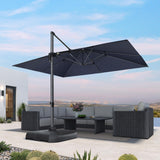 PURPLE LEAF Patio Cantilever Umbrella 10' x 13' Large Space for Pool Navy
