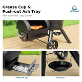 MFSTUDIO Vertical Charcoal Smoker Grill & Offset Smoker w/Water Pan