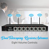 8 Channel Wireless Microphone System - Portable VHF Cordless Audio Mic Set with 1/4" and XLR Output, Dual Antenna, - Includes 8 Table Top Mics, Rack Mountable Receiver Base - Pyle PDWM8300,Black Pyle