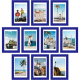 decorUhome 4x6 Picture Frame Set of 10, Display Photos 3.5x5 with Mat or 4x6 Unmatted for Picture Frames Collage Wall Decor, Royal Blue