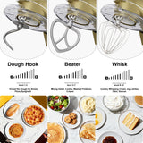 8.45 QT All Metal Stand Mixer,10 Speed Large Capacity Kitchen Mixer with Digital Timer & Tilt-Head, Electric Mixer with Whisk Dough Hook Mixing Beater for Baking (Champagne)