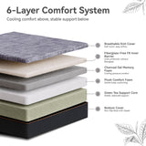 Nordhive 12 Inch King Mattress, Charcoal Cooling Gel Memory Foam, Green Tea Support Foam, Medium Firm Feel, Edge Support for Couples, Motion Isolation, King Bed in a Box