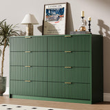 MAISONARIA Green Dresser for Bedroom, 8 Drawer Double Dresser, Modern Chest of Drawers for Bedroom, Living Room, Entryway and Closet, 55" L x 15.7" D x 37.4" H