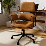 HomeZeer Brown Office Chair with Memory Foam Cushion, Fabric Office Chair with Wheels and Arms
