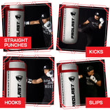 PROLAST 4Ft 135Lb XL Heavy Punching Boxing Bag for Adults, MMA, Martial Arts, Muay Thai, Kicking, Strength Training Equipment, Filled, New Edition Logo, White and Red
