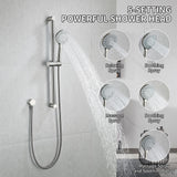YUESIMATE 304 Stainless Steel Shower Slide Bar 28-Inch with Adjustable Handheld Shower Head and 59-Inch Hose, High Pressure 5 Setting Hand Shower with Wall Mount，Shower Slide Bar Combo, Brushed Nickel