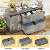 Halitaa 47.8” Farmhouse File Cabinet with Sliding Barn Door, Grey