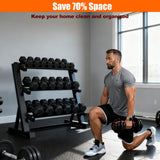 3 Tier Dumbbell Rack, 1200LBS Heavy Duty Weight Rack for Home Gym, Adjustable Storage Organizer for Free Weights, Quick & Easy Assembly, Dumbbell Rack Stand Only