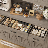 HOSTACK 71" Tall Kitchen Pantry Storage Cabinet, 55" W Kitchen Hutch, Grey