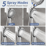 SINGSUO Filtered Rain Shower Head with Handheld Spray Combo, High Pressure Dual Shower Head with Filter for Hard Water, Modern Magnetix Double Shower Head and Handle Set, Adjustable Lift Bar (Chrome)