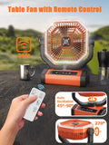 Battery Powered Fan - 9-Inch Rechargeable Fan Portable, 24000mAh(60Hrs) Camping Fans for Tent, Auto Oscillation Cordless, Tent Fans for Camping with Remote/light, 4 Speeds, 4 Timing, Outdoor