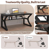 Computer Desk 55 Inch Large Computer Desk with Storage Shelf Home