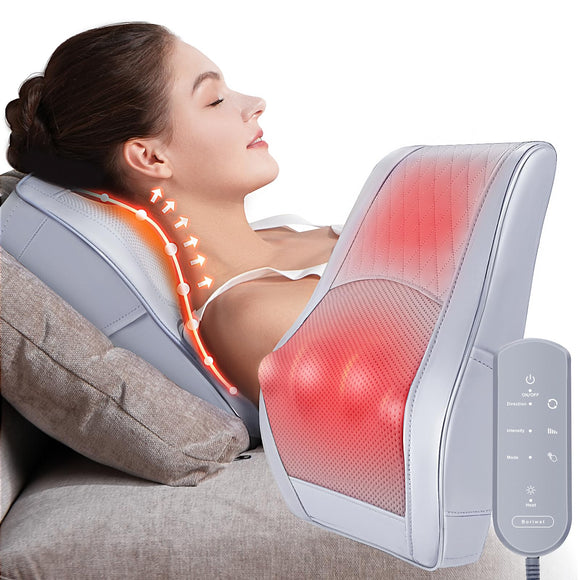 Neck and Shoulder Massager with Heat, Shiatsu Massage Pillow with 3D Deep Tissue Kneading Boriwat