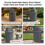 Campus Collection 42 Gallon Commercial Trash Can with Lid | Dark Granite