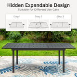 PHI VILLA 9 Pcs Outdoor Dining Set, Expandable Metal Table&8 Swivel Chairs