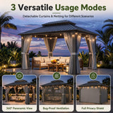 Aoxun 14'x10' Hardtop Gazebo with Hanging Lights, Gray