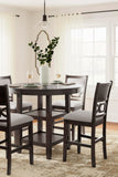 Design by Ashley Langwest Transitional Diamond Patterned Counter Height Dining Table and 4 Upholstered Bar Stools