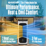 SAYDSI Electric 2-in-1 Cooling Tower Fan & Heater Combo used in Summer and Winter for Bedroom Home Office Large Room with Ice Packs,Water Tank,Timer(White)