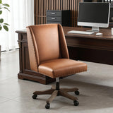 Upholstered Armless Office Chair Faux Leather Swivel Home Desk Office Chair