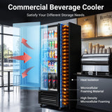 BODEGACOOLER Commercial Beverage Refrigerator, 290L Display Fridge with Soft LED Light, 264 Cans & 120 Bottles Commercial Merchandiser Refrigerator