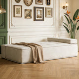 DinaiteEain 79" Convertible Sofa Bed, Modern Upholstered Fabric Sleeper Sofa with Solid Wood Frame & High-Density Foam, Folding Futon Couch for Living Room, Apartment or Guest Room, White