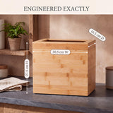 Varnuix Bamboo Trash Can with Bin Liner Built-in Frame and Premium Lid - Wooden Bathroom Trash can, Bamboo Wastebasket for Bathroom, Bedroom, Living Room, Kitchen or Office