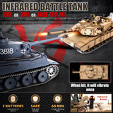 Supdex 1/16 RC Tank, Heng Long US M1A2 Abrams Army Toy with Smoke, Sound and Lights, Remote Control Tank That Shoots with Upgraded Metal Tracks, Idler and Sprocket Wheel, Steel Gearbox, Batteries*2