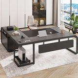 61 Inch Executive Desk, Large Office Desk with File Drawer, L Shaped Desk with Drawers