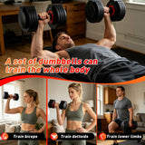 25/55lb Adjustable Dumbbell Set of 2, 5-in-1/10-in-1 Free Weights with Anti-Slip Texture Handle for Exercise, Fitness Equipment Set for Home Gym Strength Training, Suits Both Men and Women(Red 25LBS Pair)