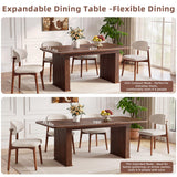 LEYAOYAO Extendable Dining Table for 4-6, 63"–79" with Fluted Base(Walnut)