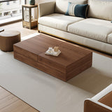 Pajiasen Mid-Century Modern Farmhouse 47.2-81.8" Expandable Coffee Table，Adjustable Center Table with Large Storage for Living Room, Walnut